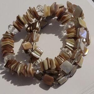 SQUARE cut natural shell tones of brown tan set of 3